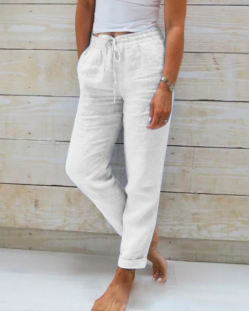 LENA - Trousers with elasticated waistband