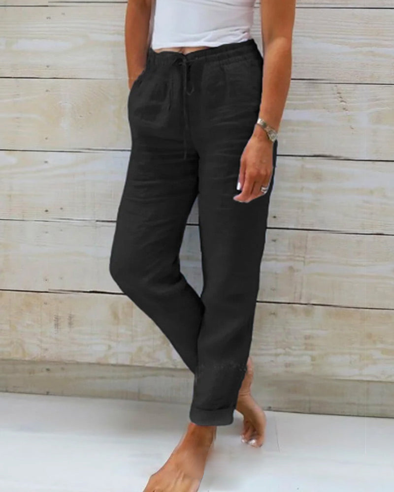 LENA - Trousers with elasticated waistband