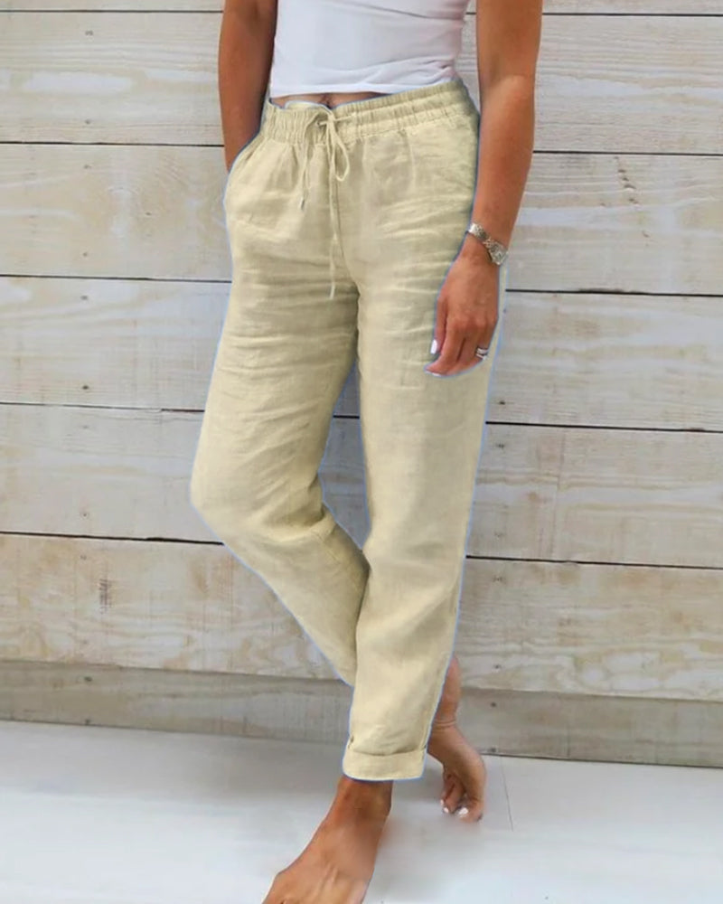 LENA - Trousers with elasticated waistband